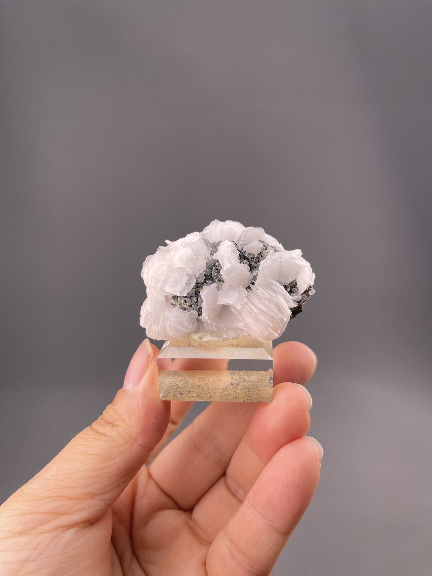 White calcite cluster with layered formation from Yaogangxian Mine, Hunan