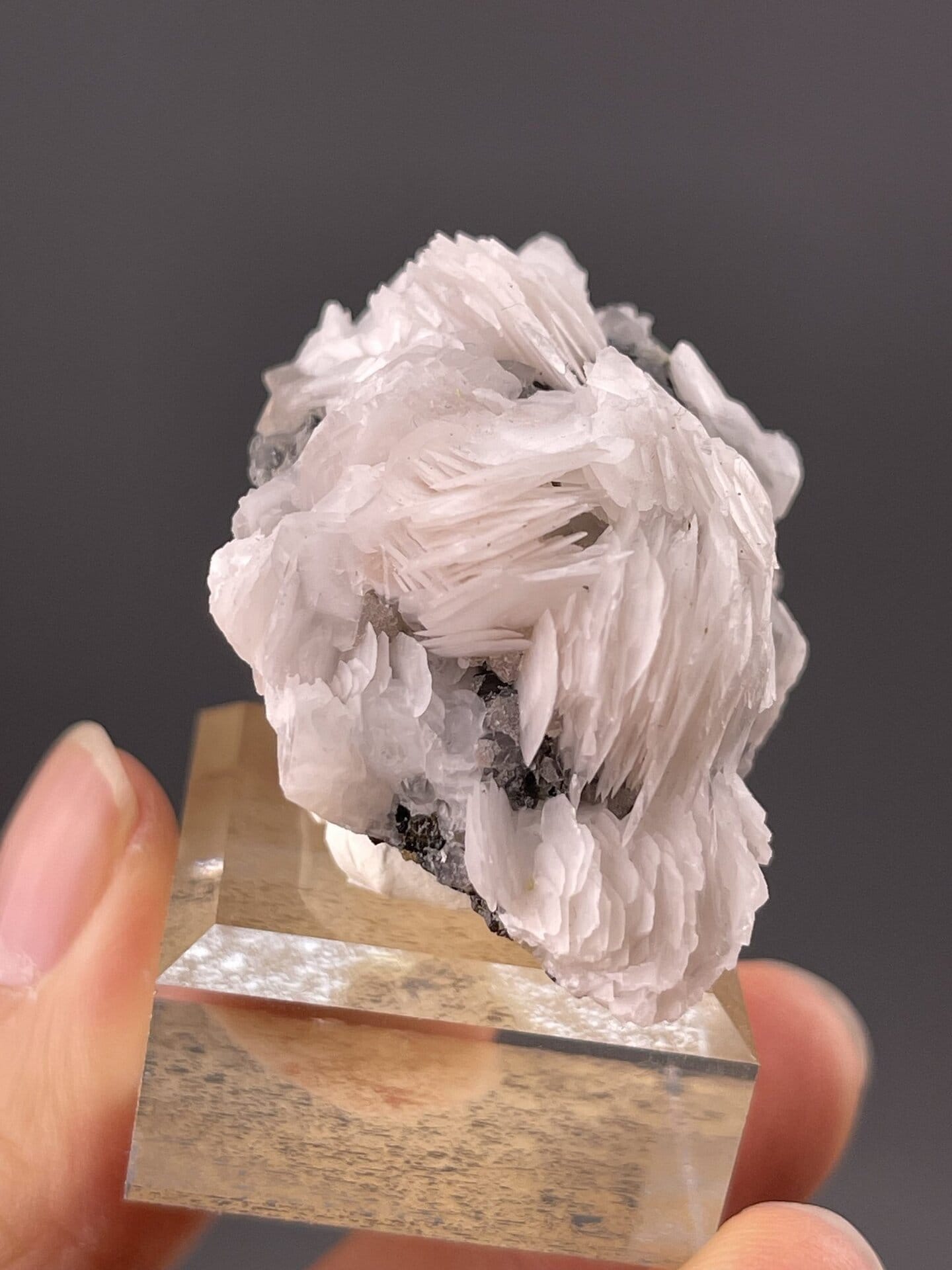 Detail of calcite crystal surfaces showing pearly luster quality