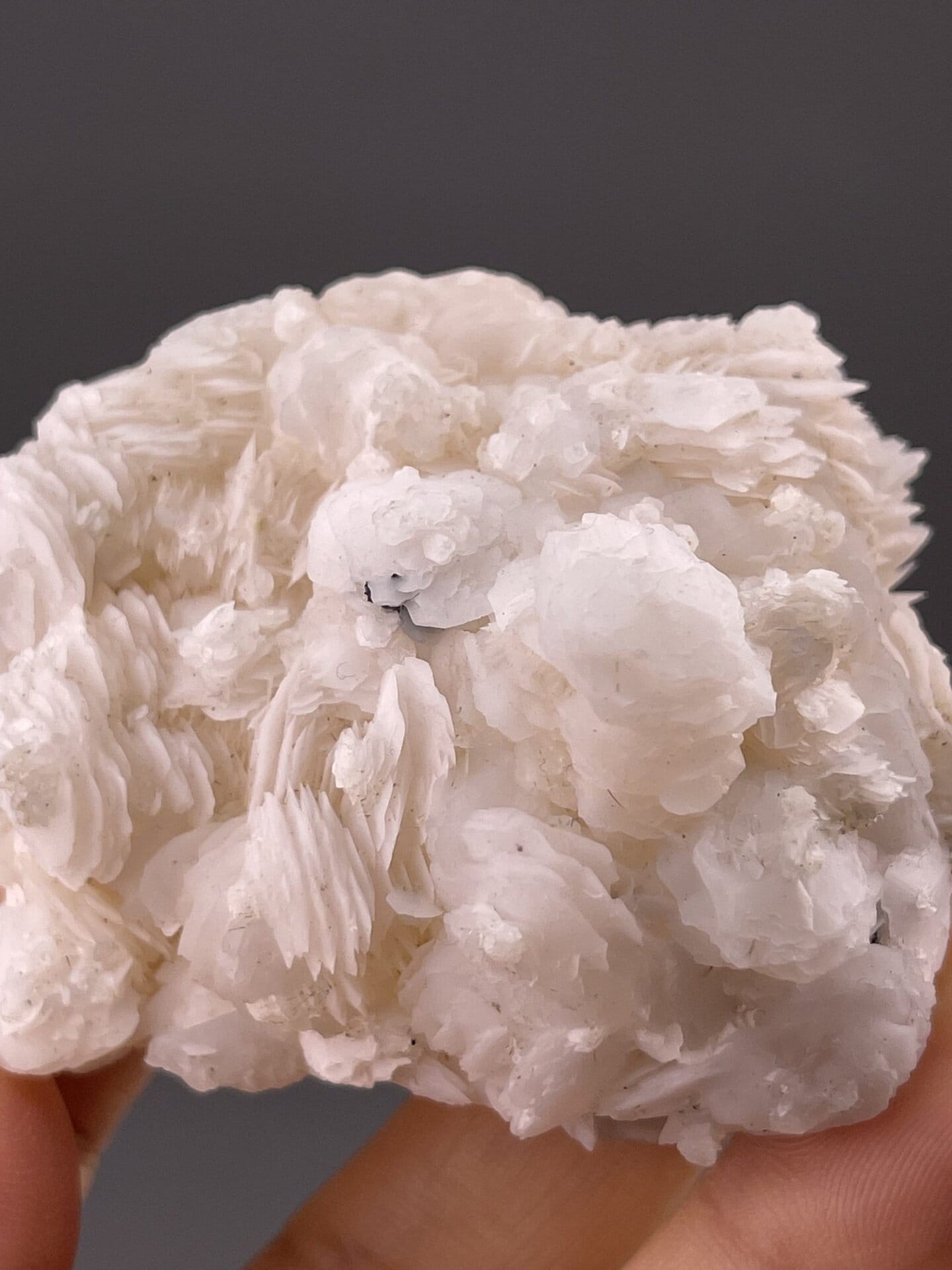 Close-up of calcite showing fibrous layered crystal structure