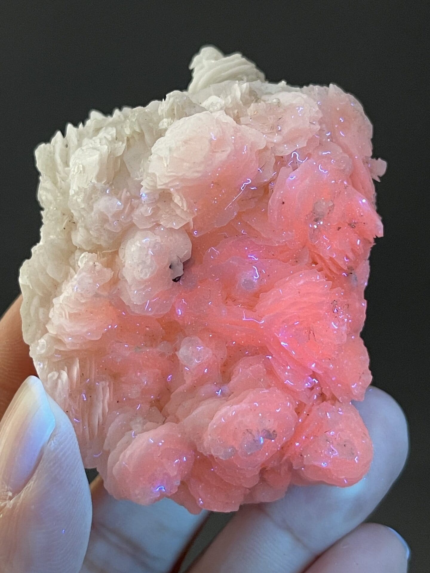 White fibrous layered calcite from Yaogangxian Mine, SKU 1138