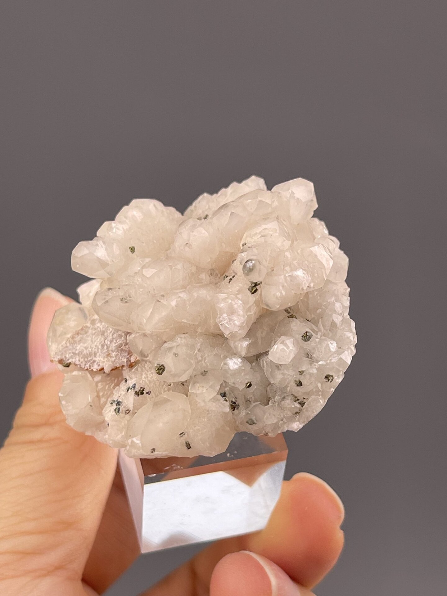 Detail of calcite crystal faces showing vitreous luster