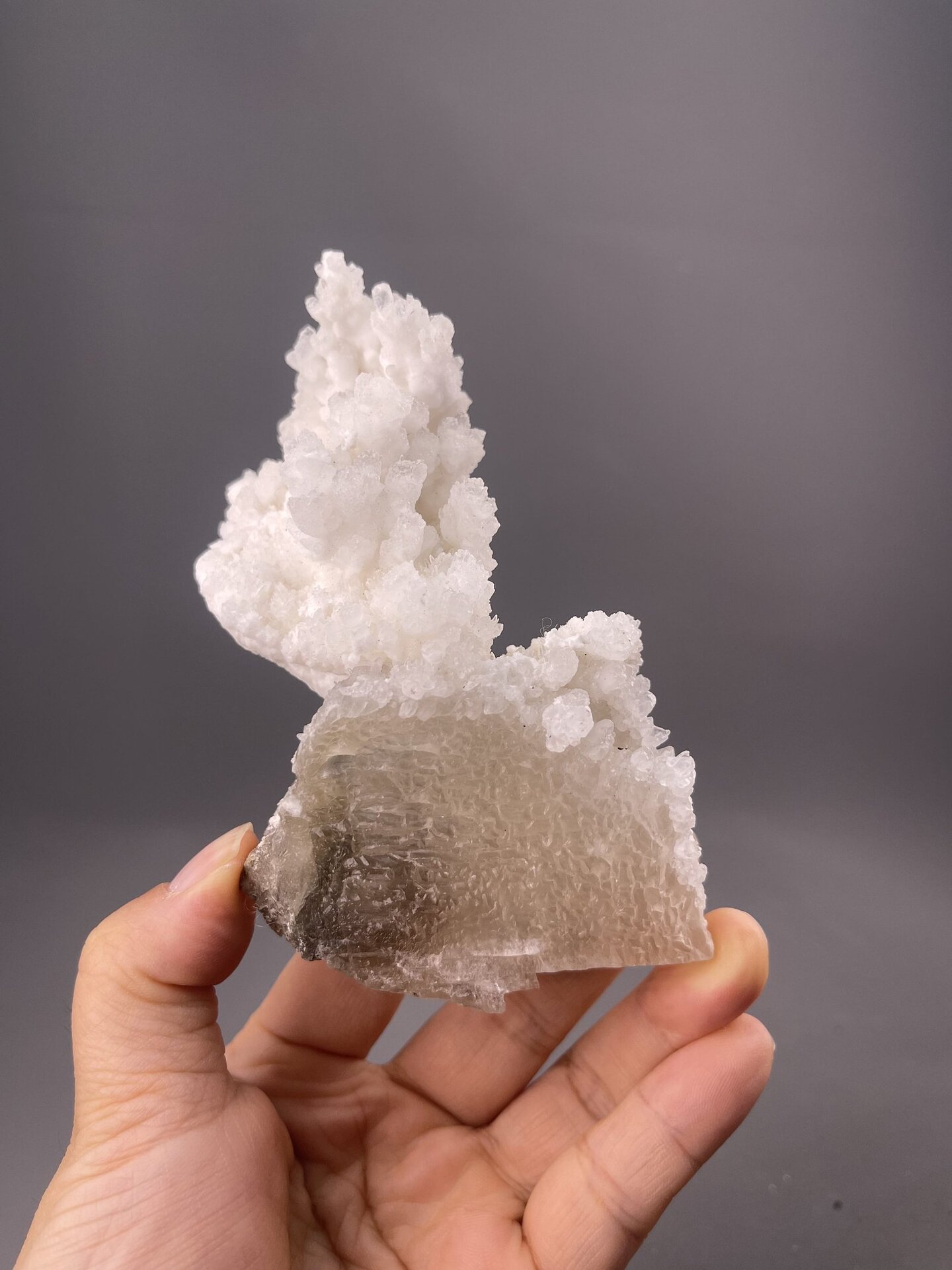 White rhombohedral calcite cluster from Lanwen Mine, Yunnan Province, China