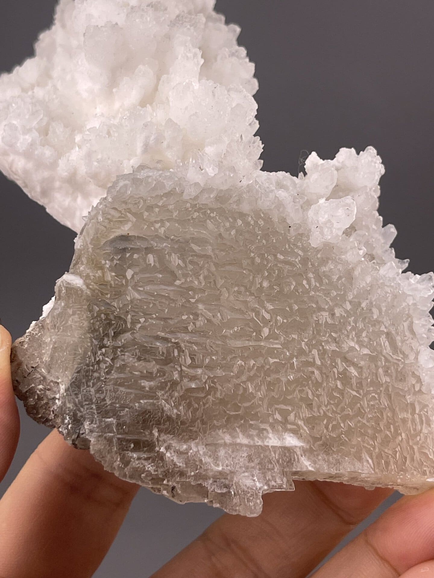 Top view of white calcite formation from Yunnan Province China