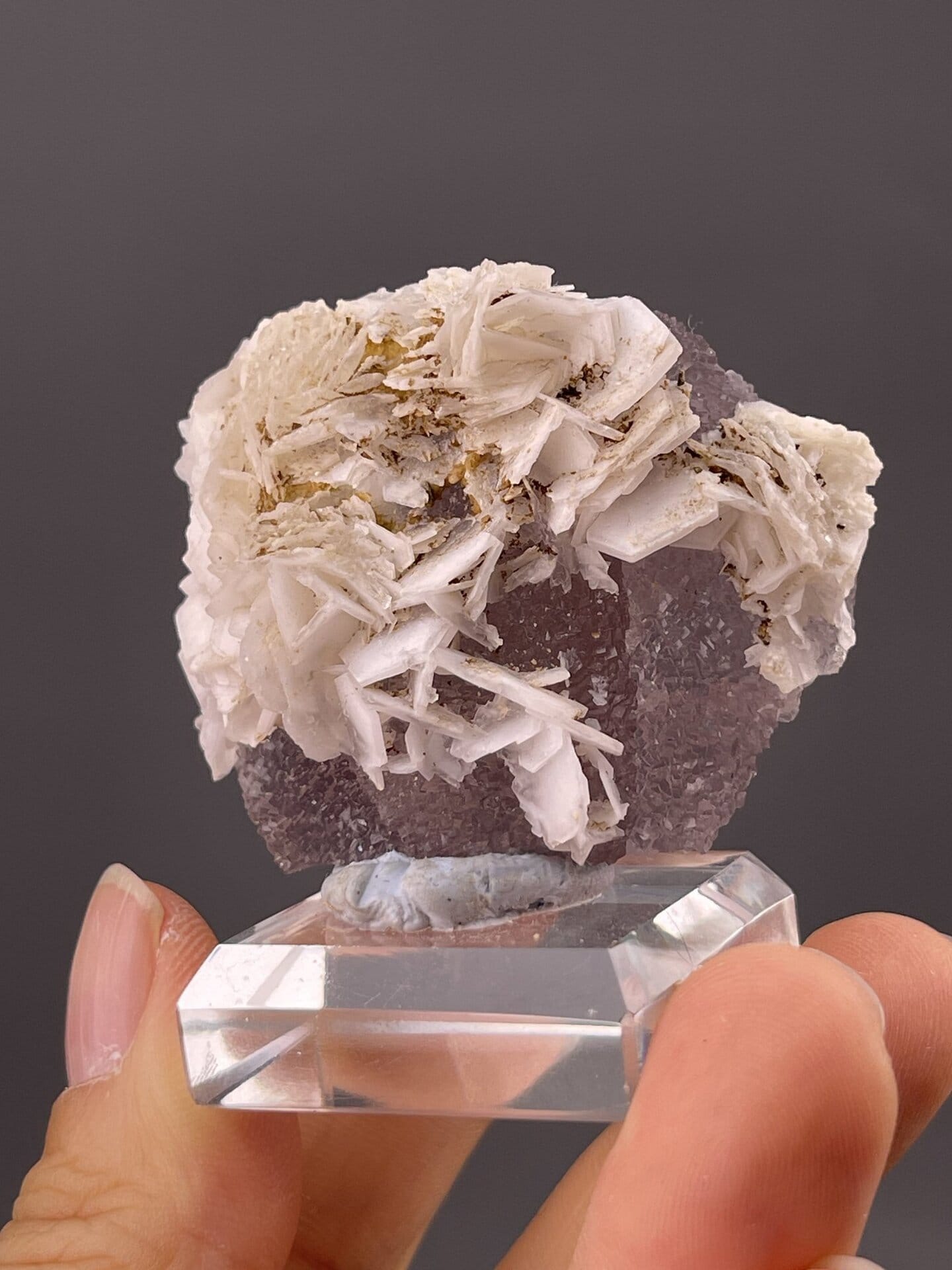 Close-up of white fluorite showing cubic form and pale colour