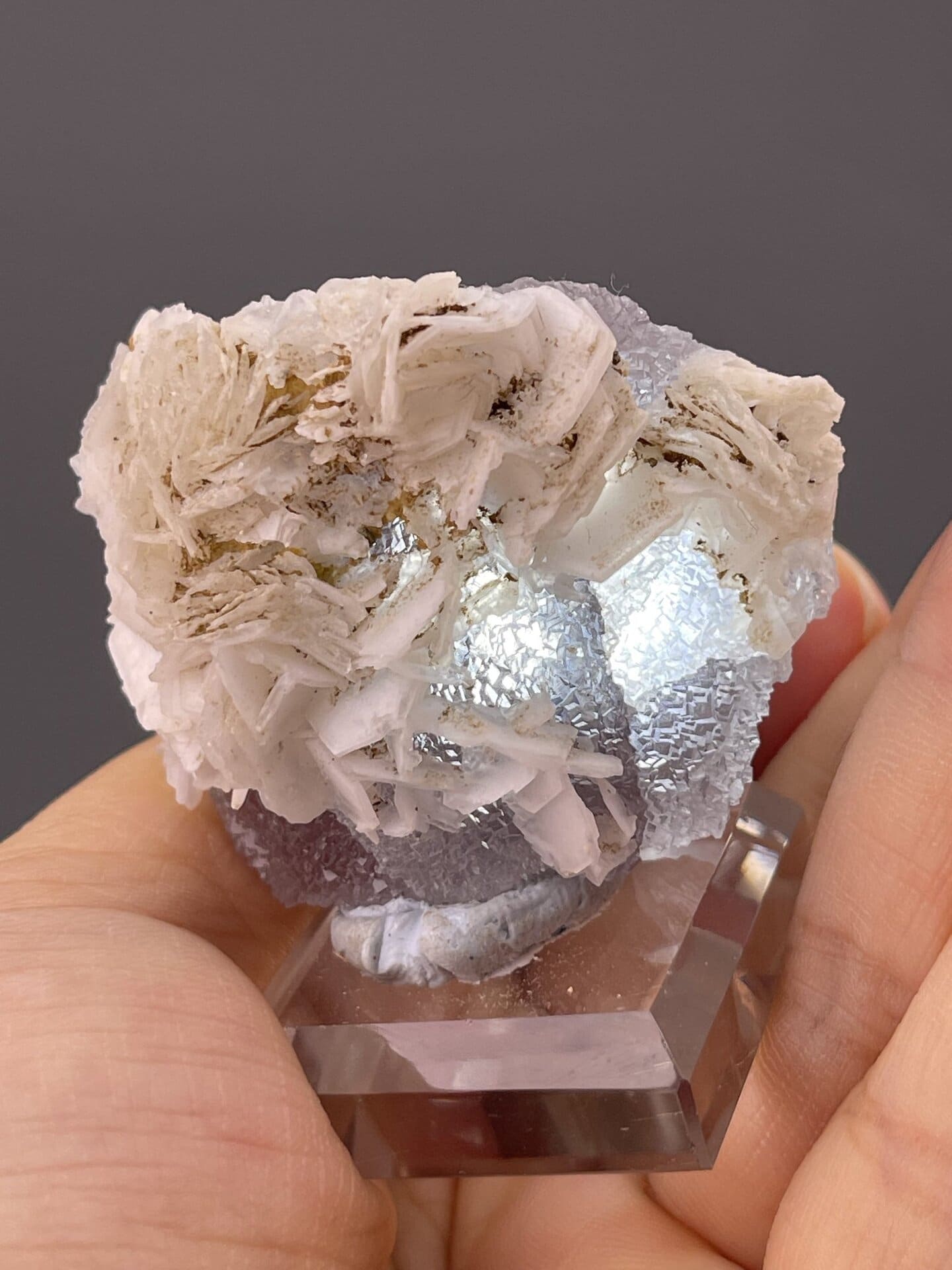 Detail of fluorite crystal faces showing vitreous luster