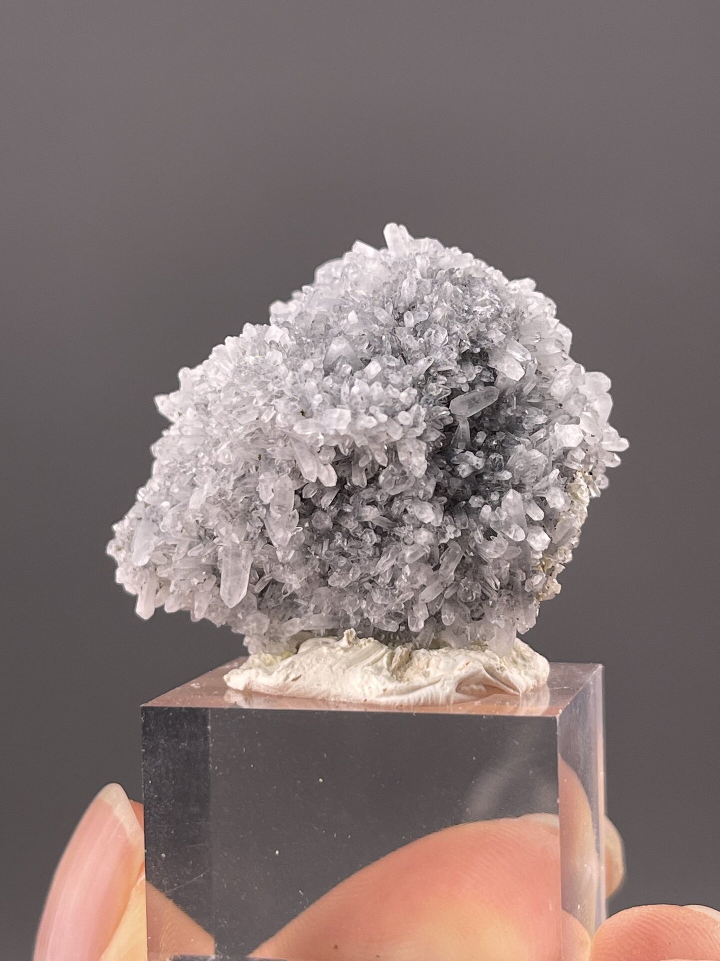 Rounded botryoidal quartz showing grape-like formations, 0.9 g