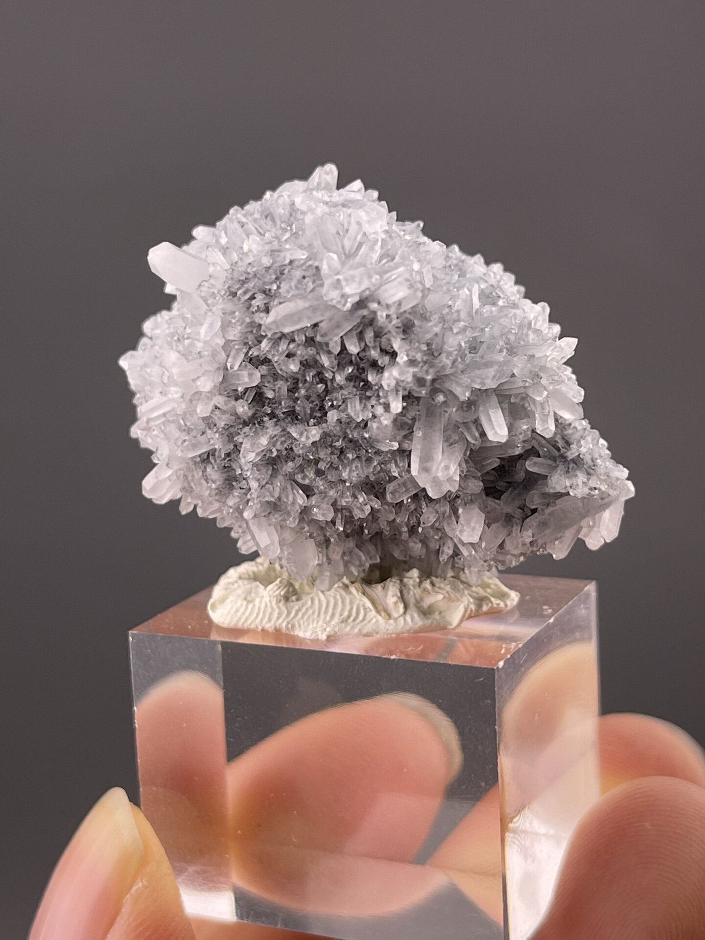 Angled view of Fujian botryoidal quartz highlighting rounded forms