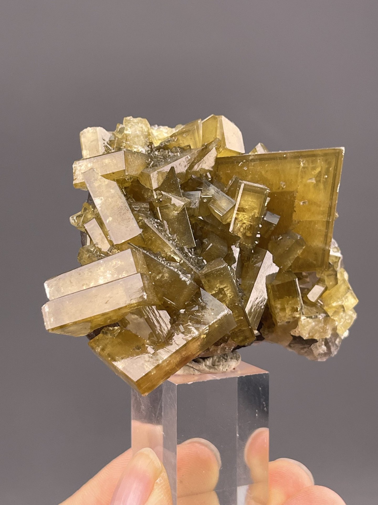 Side view of prismatic barite showing elongated crystal form