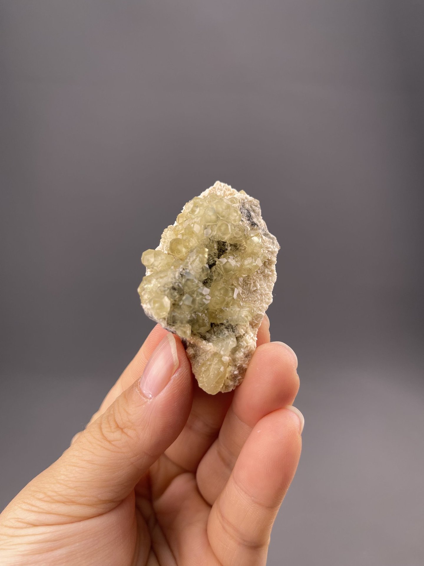 Detail of calcite surface showing pale yellow colouring