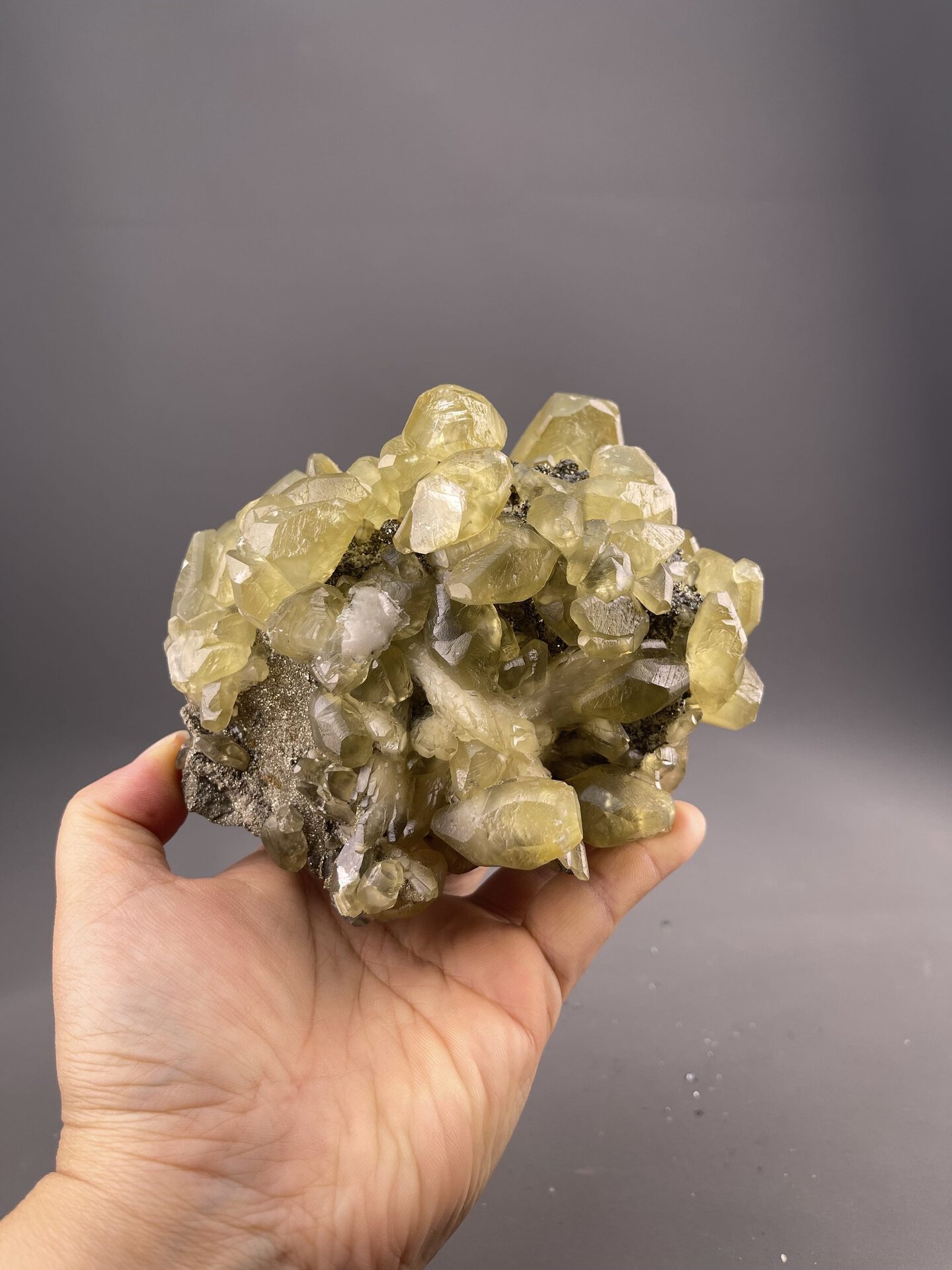 Yellow Calcite Crystals from Daye Mine, Hubei, China – side profile
