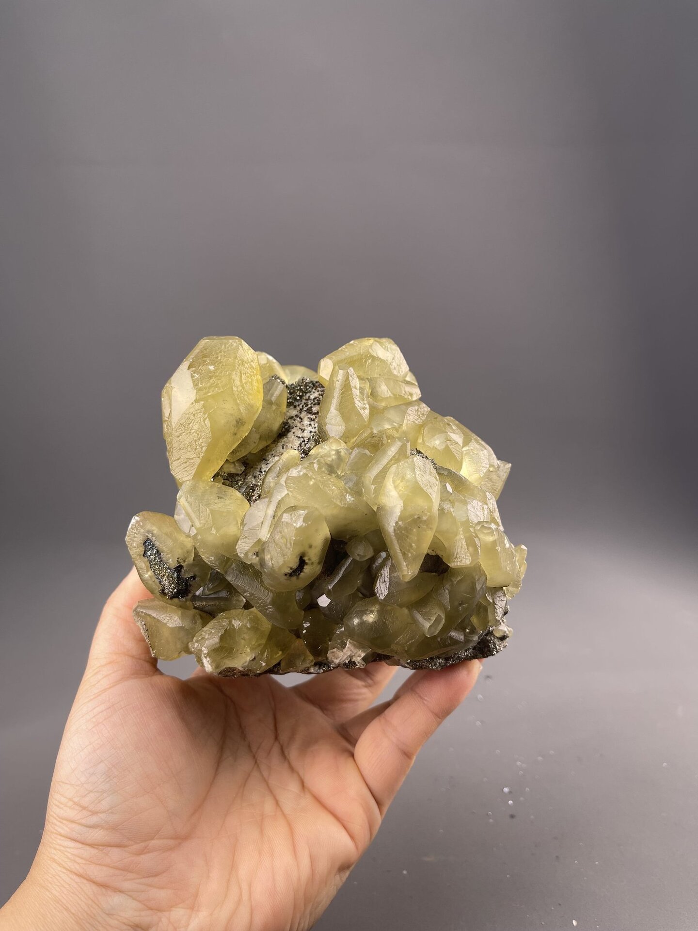 Yellow Calcite Crystals from Daye Mine, Hubei, China – top-down view