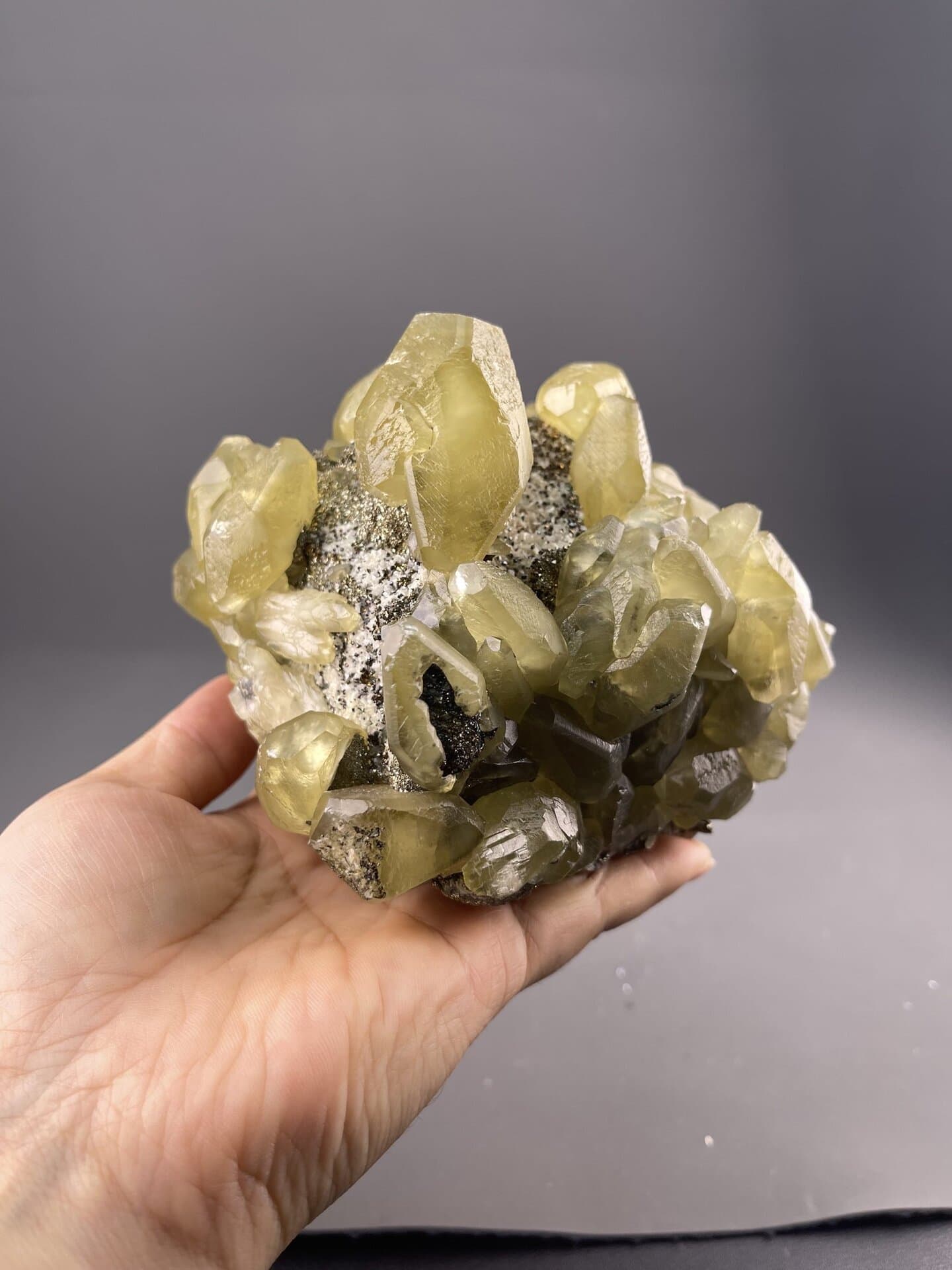 Yellow Calcite Crystals from Daye Mine, Hubei, China – reverse side