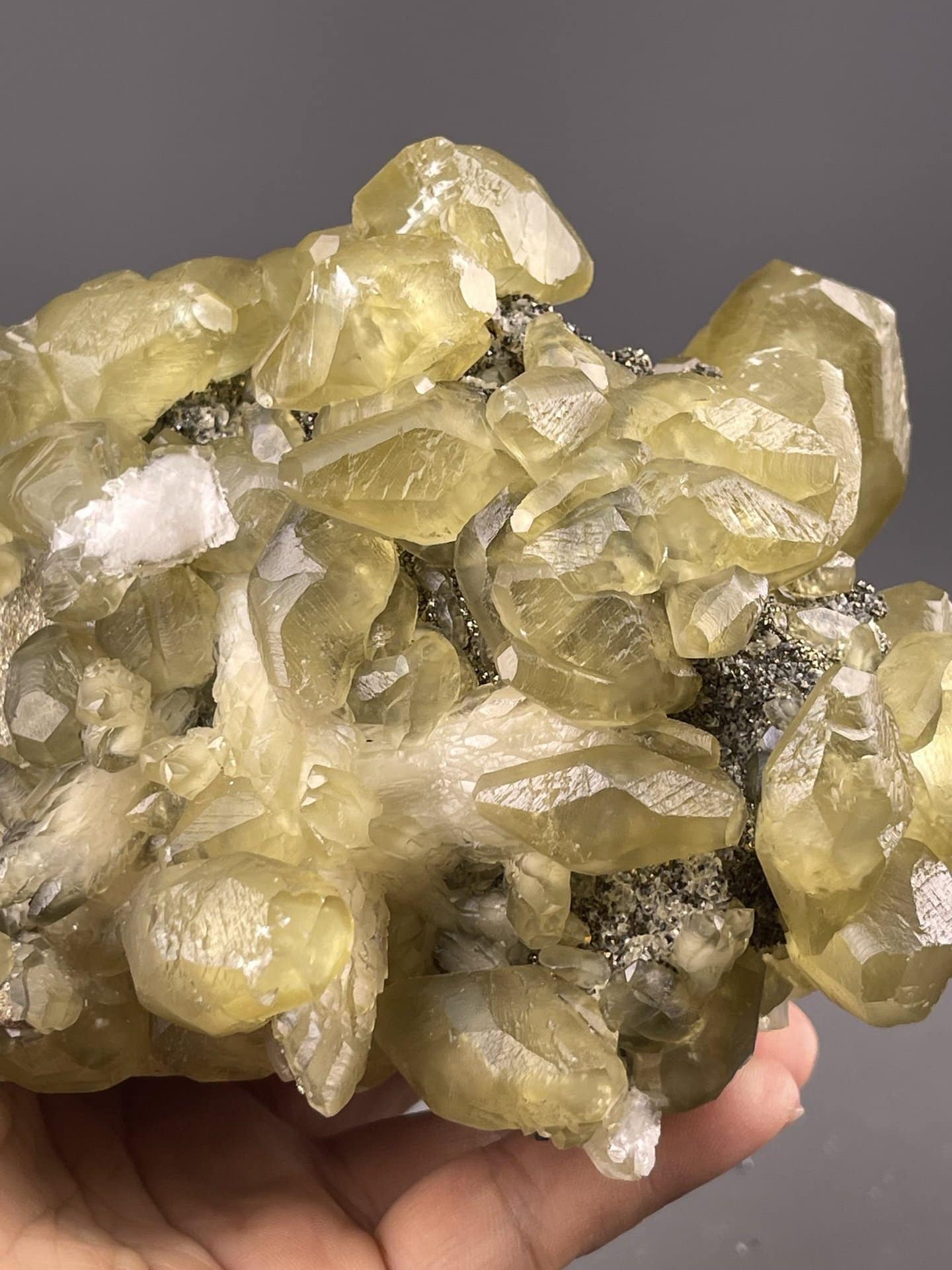 Yellow Calcite Crystals from Daye Mine, Hubei, China – full specimen against white background