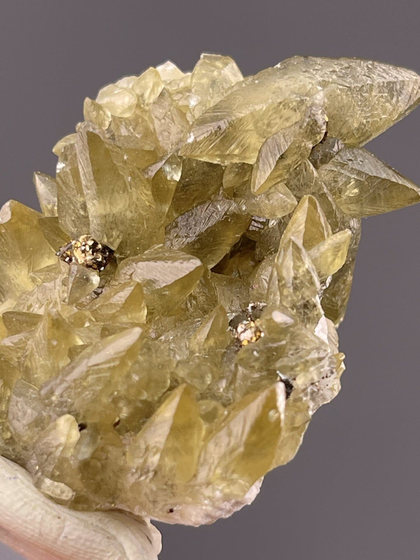 Yellow dogtooth calcite from Tonglushan Mine Daye Hubei, SKU 1117