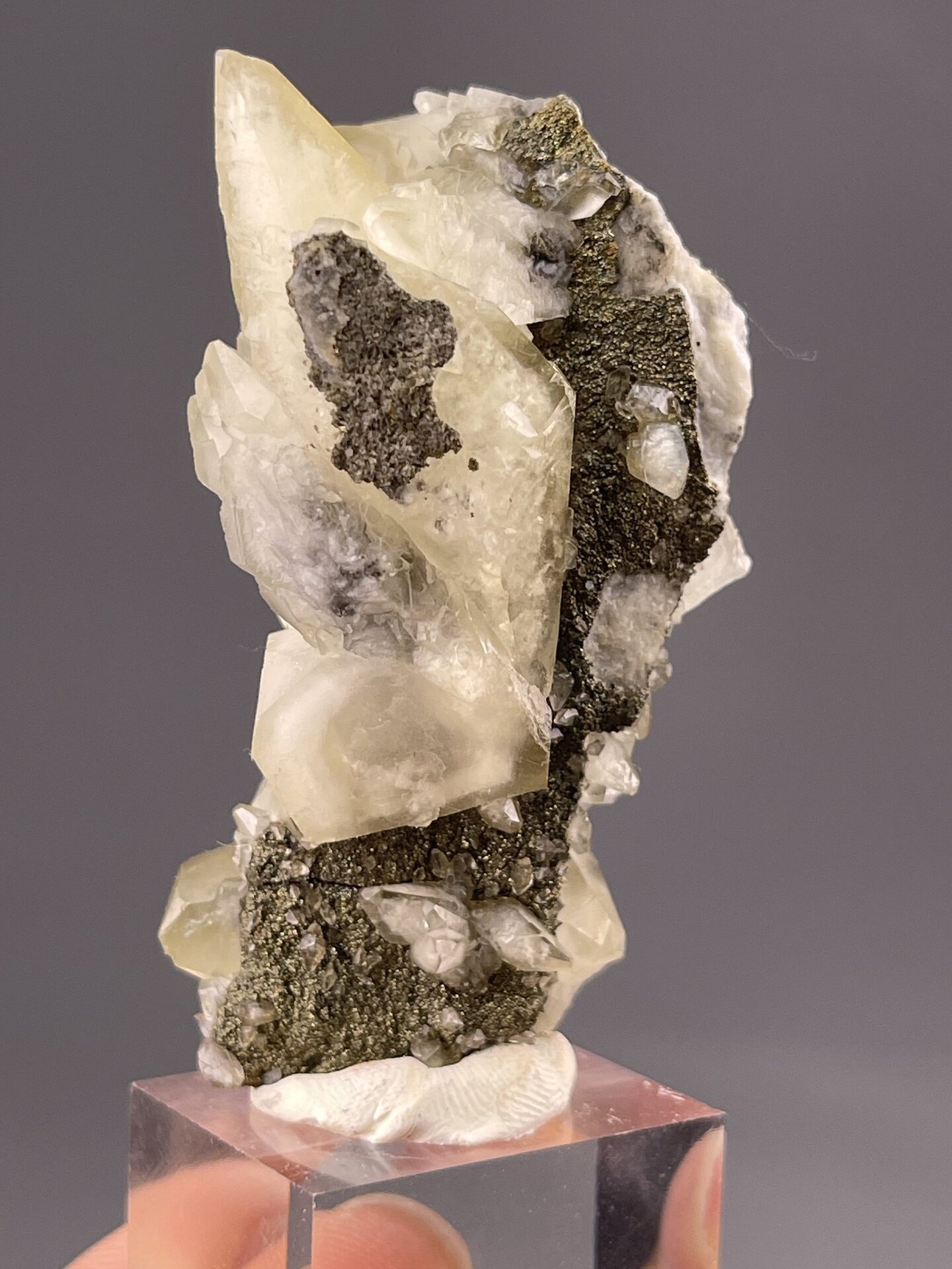 Yellow feather calcite specimen from Daye Mine Hubei China, SKU 1112