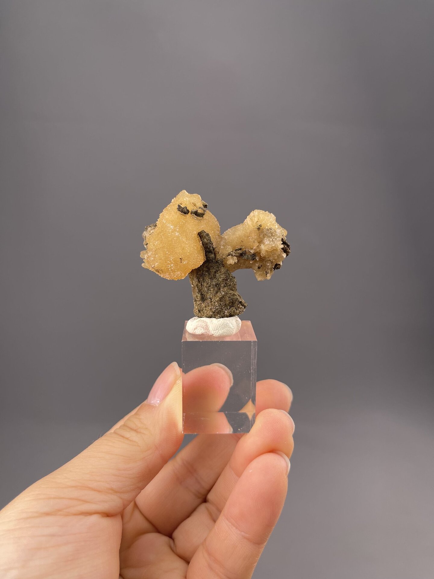 Yellow-orange stalactitic calcite from Daye Mine, Huangshi, Hubei, China