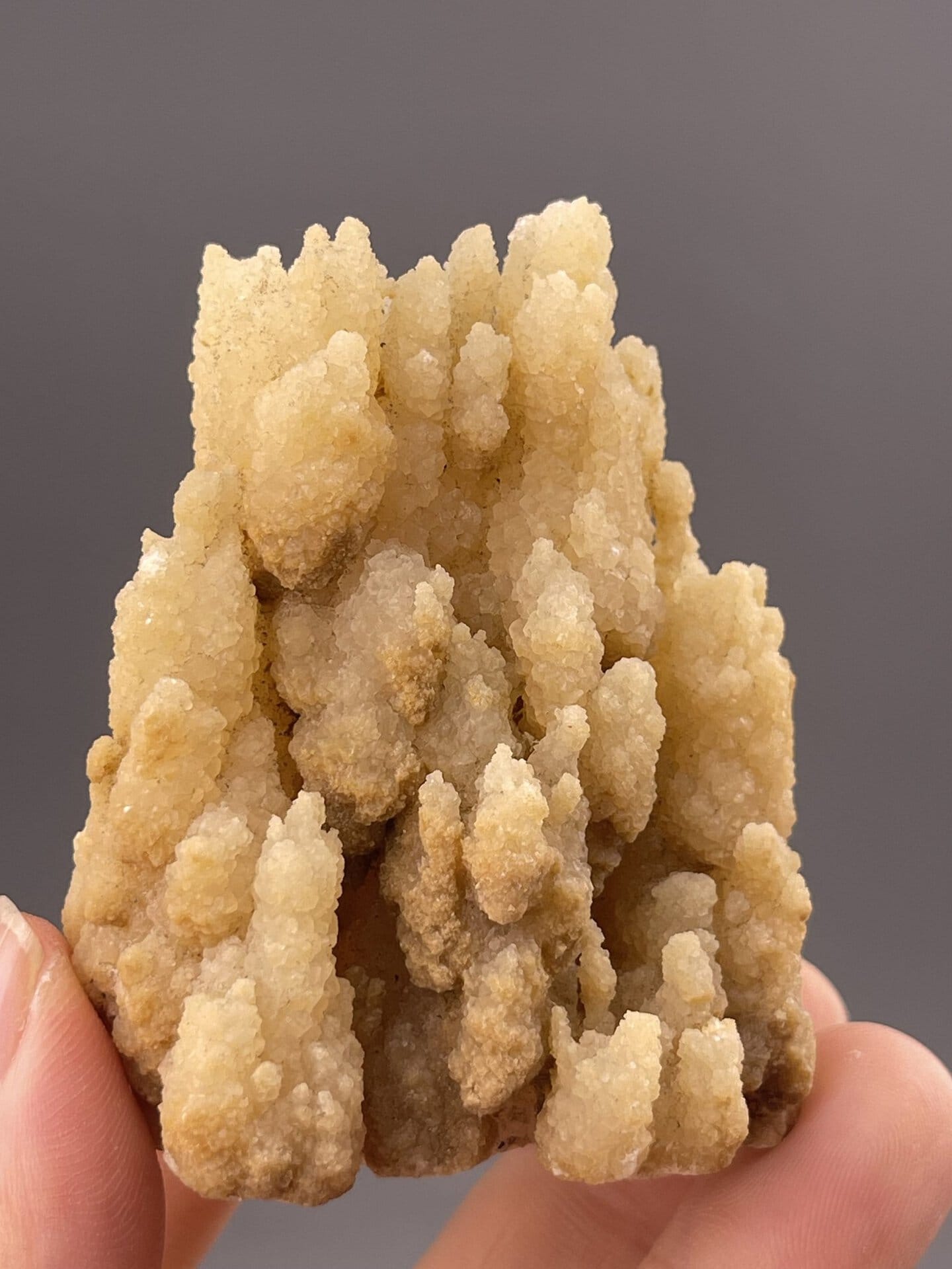 Sulfur specimen side view showing columnar crystal habit, Yunnan