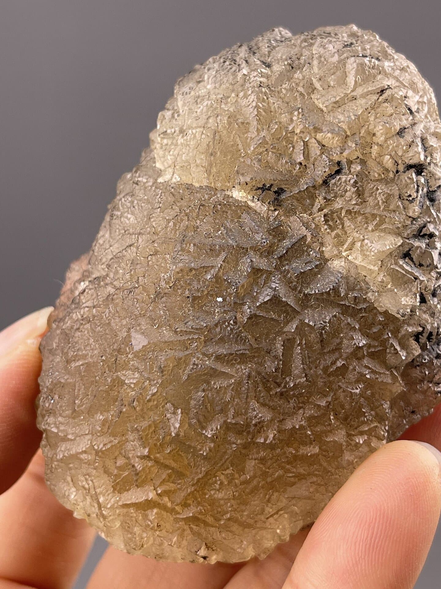 Top view of fluorite showing botryoidal surface pattern