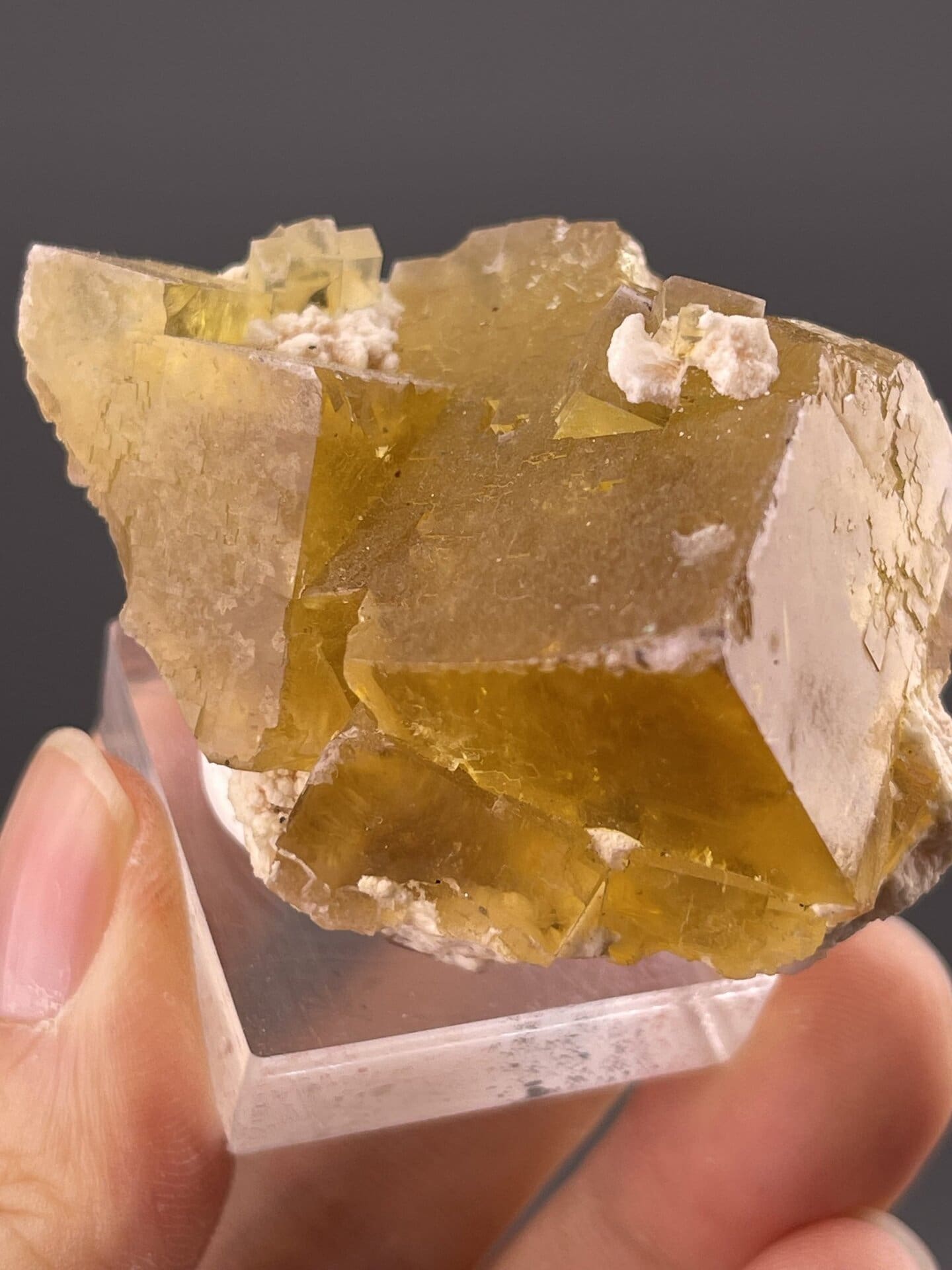 Top view of cubic fluorite showing square face geometry
