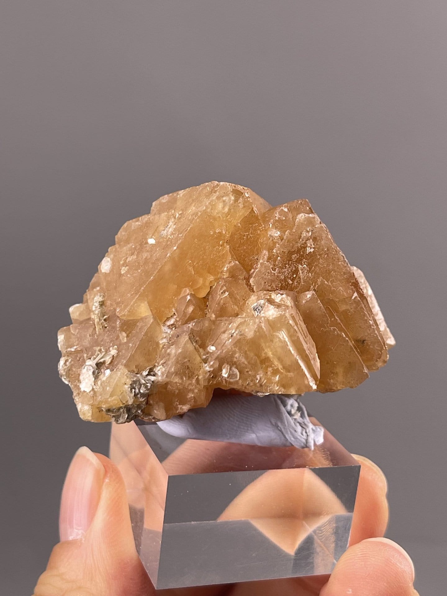 Golden Pyramidal Scheelite Crystal from Xuebaoding Mountain, Sichuan, Chin – reverse side
