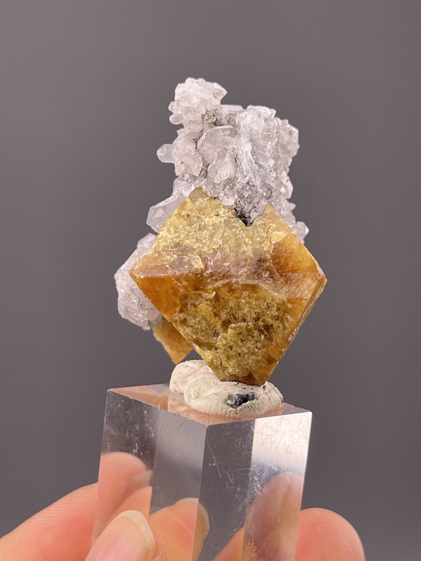 Side view of octahedral scheelite showing crystal symmetry