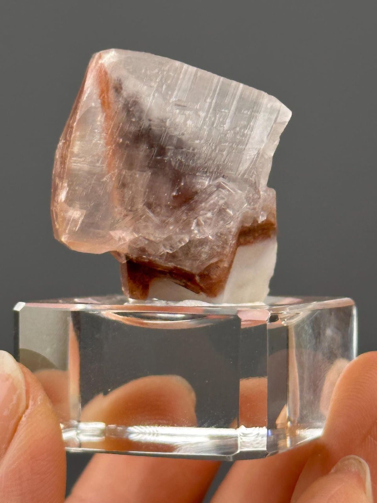 Translucent calcite with red hematite inclusions from Hunan, China