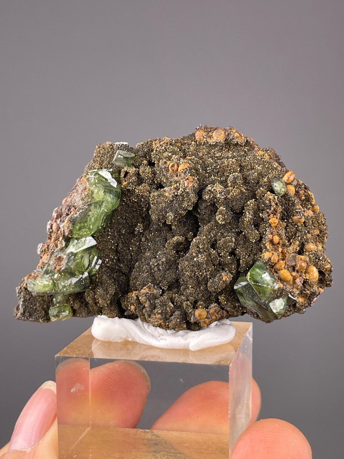 Green grossular garnet raw crystal cluster from Tanzania