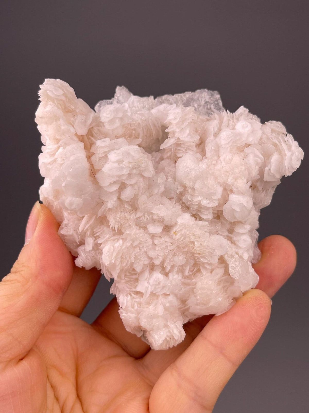 Pink fluorescent calcite flower crystal cluster from Yaogangxian Mine, Hunan
