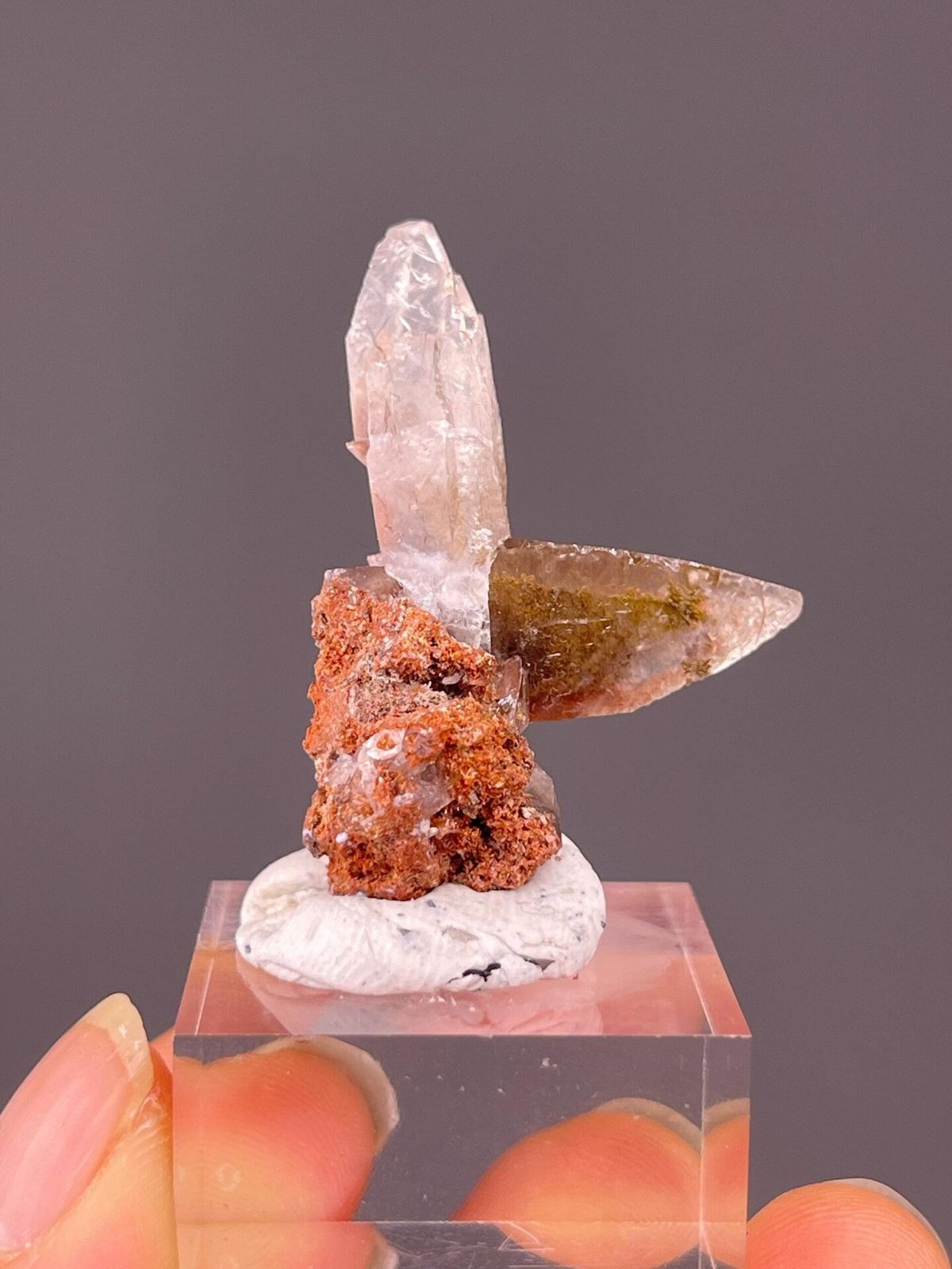 Twin calcite crystal with feather inclusion Anhui China