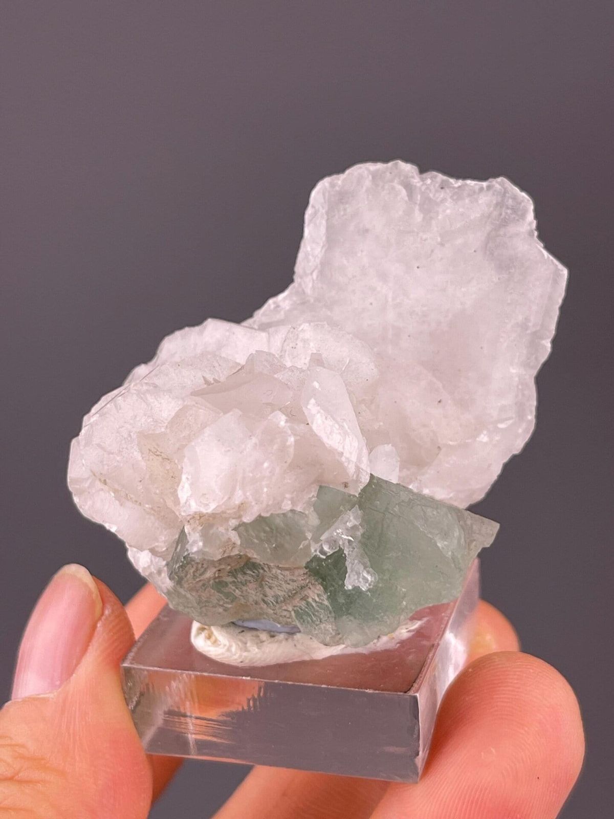 Green fluorite with calcite from Fujian, China