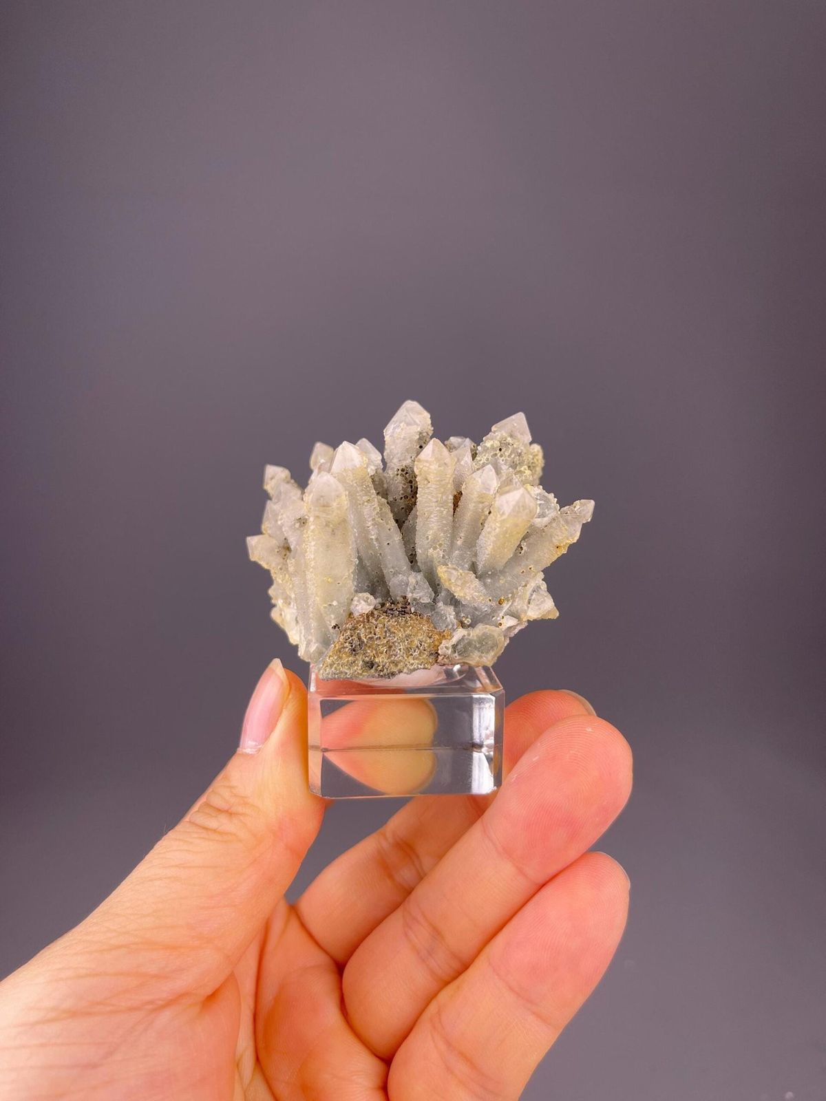Screw quartz crystal cluster Inner Mongolia China front view