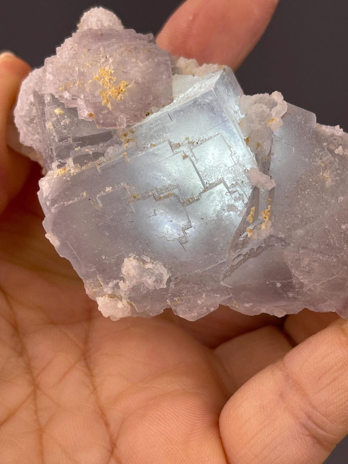 Front view of clear quartz and green fluorite cluster from Fujian