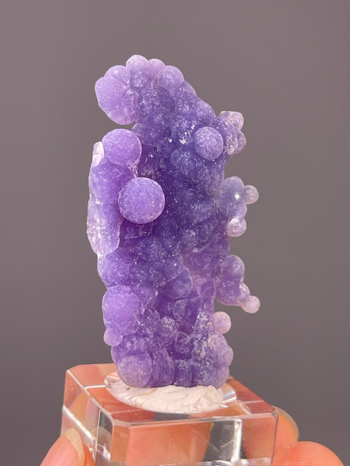 Front view of vivid purple grape agate from Mamuju