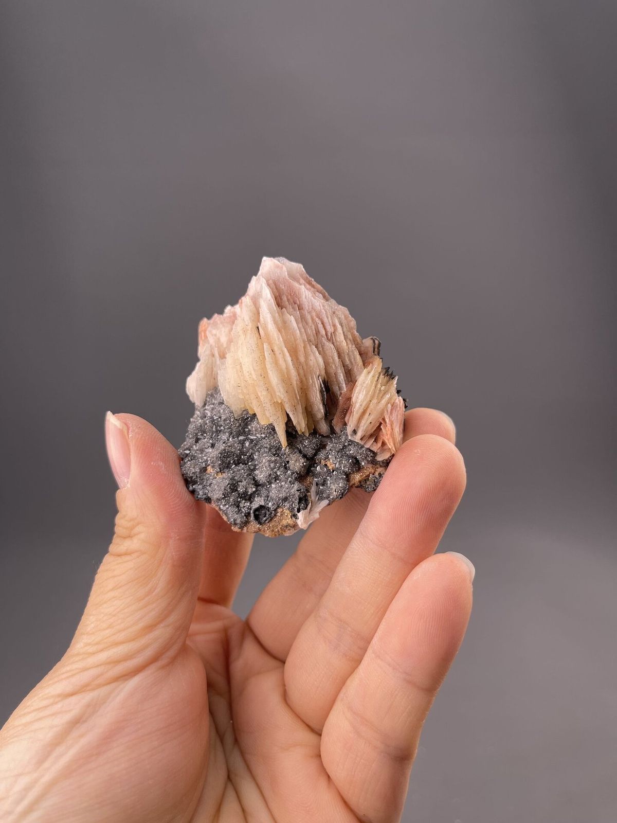 Pink tabular barite crystals from Bou Nahas Mine, Oumjrane, Morocco