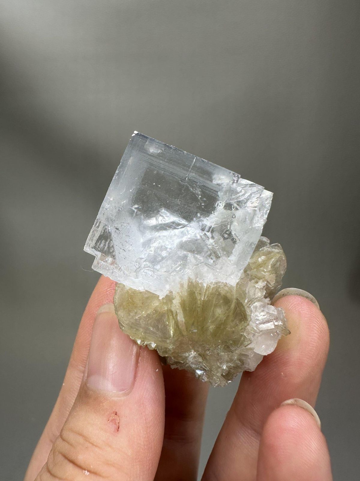 White Fluorite with Mica | Natural Clear Fluorite Crystal | Xuebaoding Sichuan China | Mineral Specimen