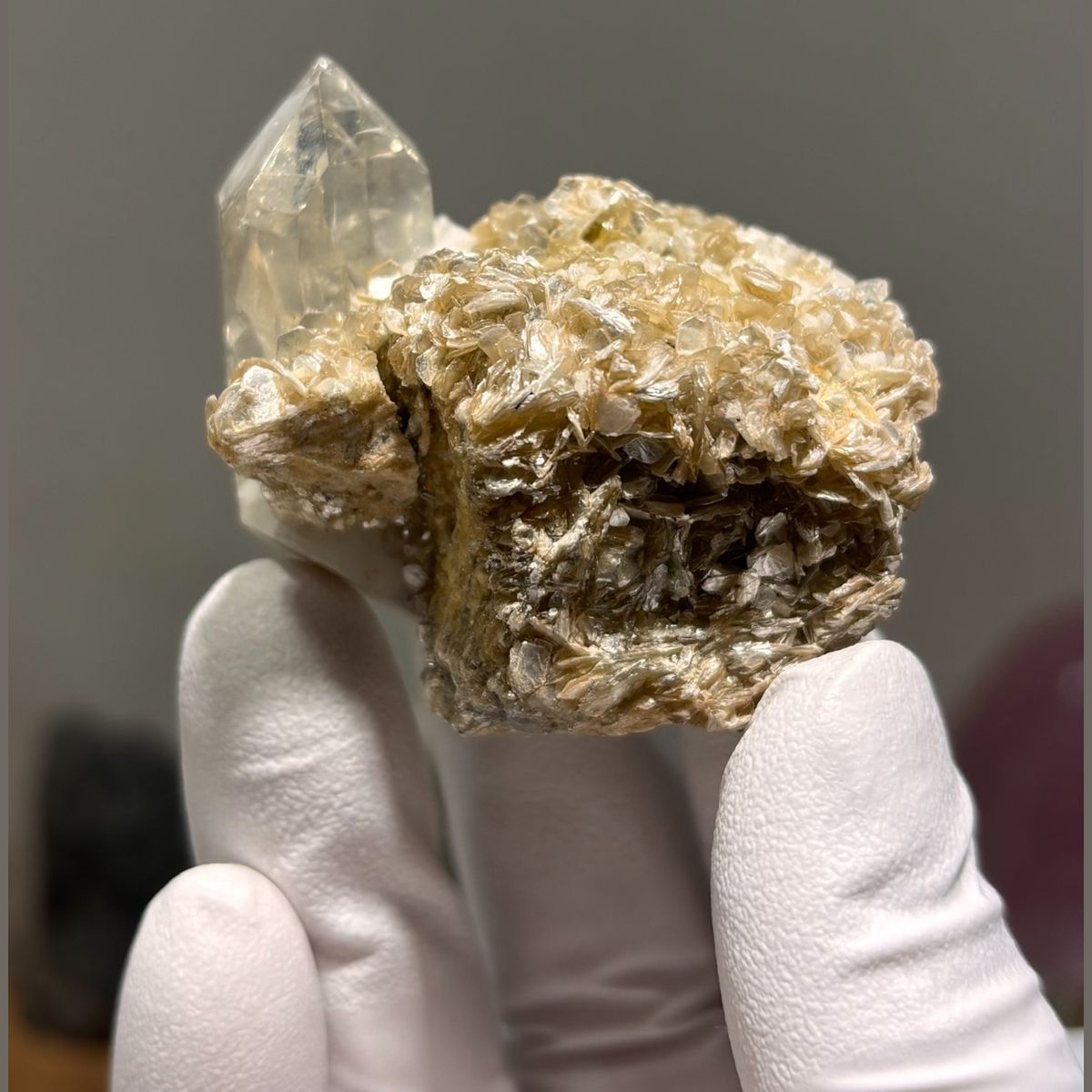 Tip-chip mica Xuebaoding quartz B — complete view