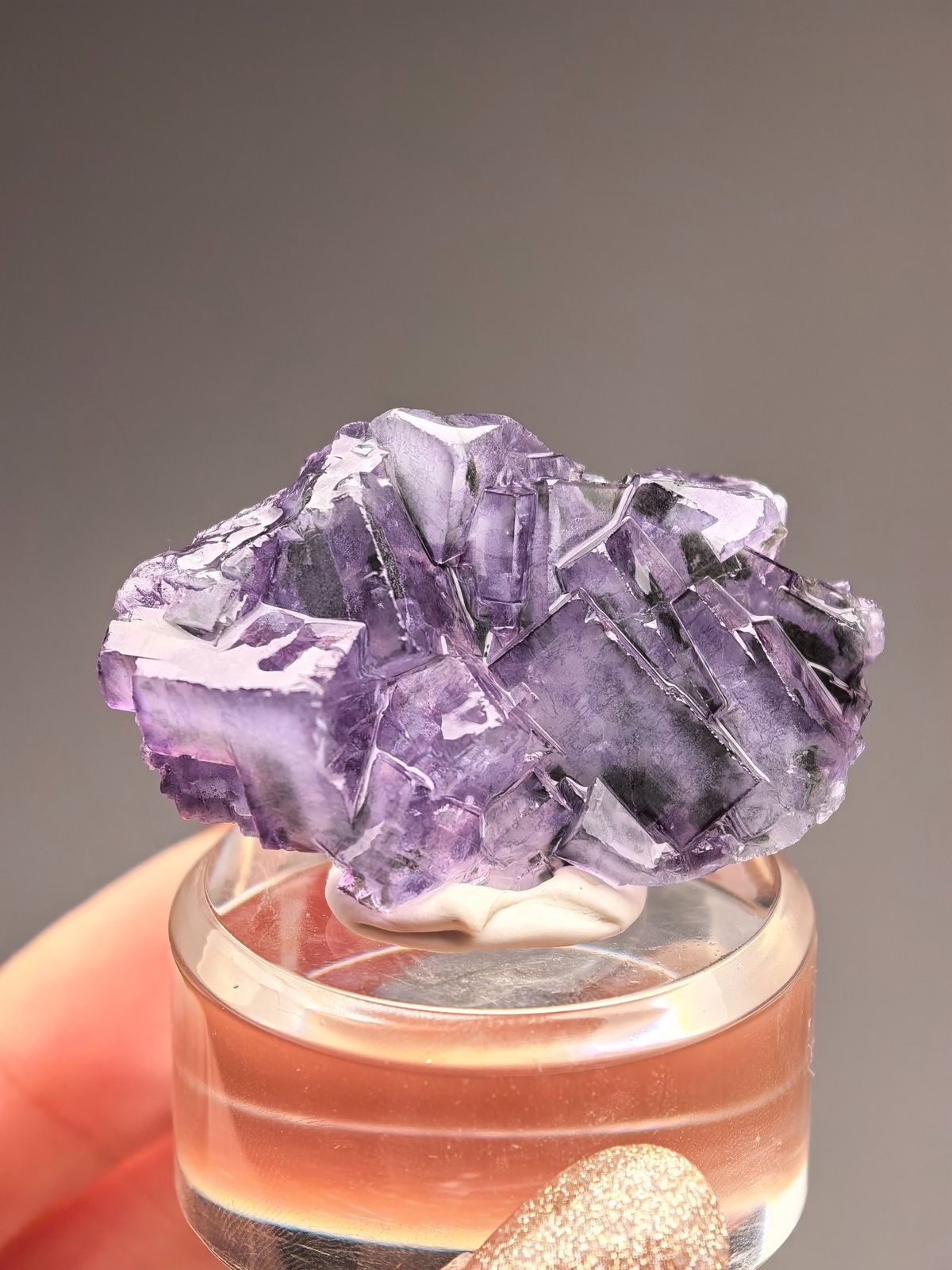 Transparent Purple Fluorite with Green Chlorite — Yaogangxian — individual mineral specimen view 1