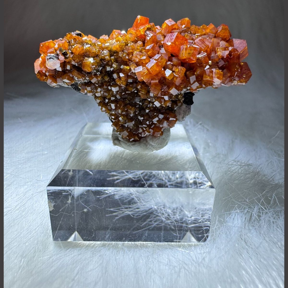 Orange-Red Vanadinite on Matrix Morocco 4.6 cm — complete view