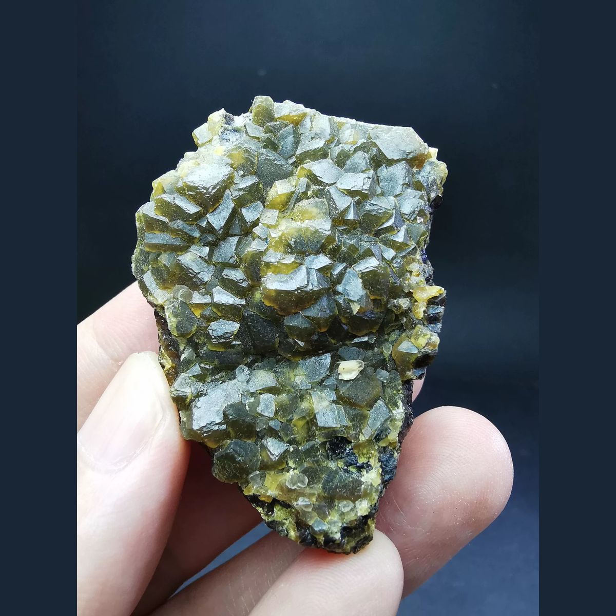 Semi-translucent bicolor garnet — complete view
