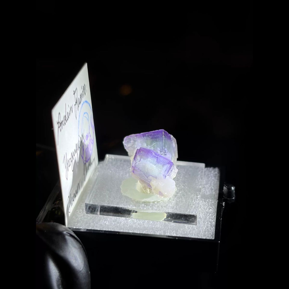 Porcelain fluorite with purple frame — complete view