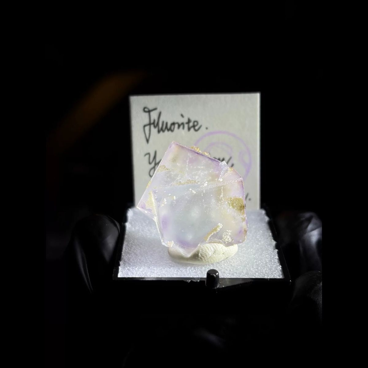Porcelain fluorite with fine purple rim from Yaogangxian — complete view