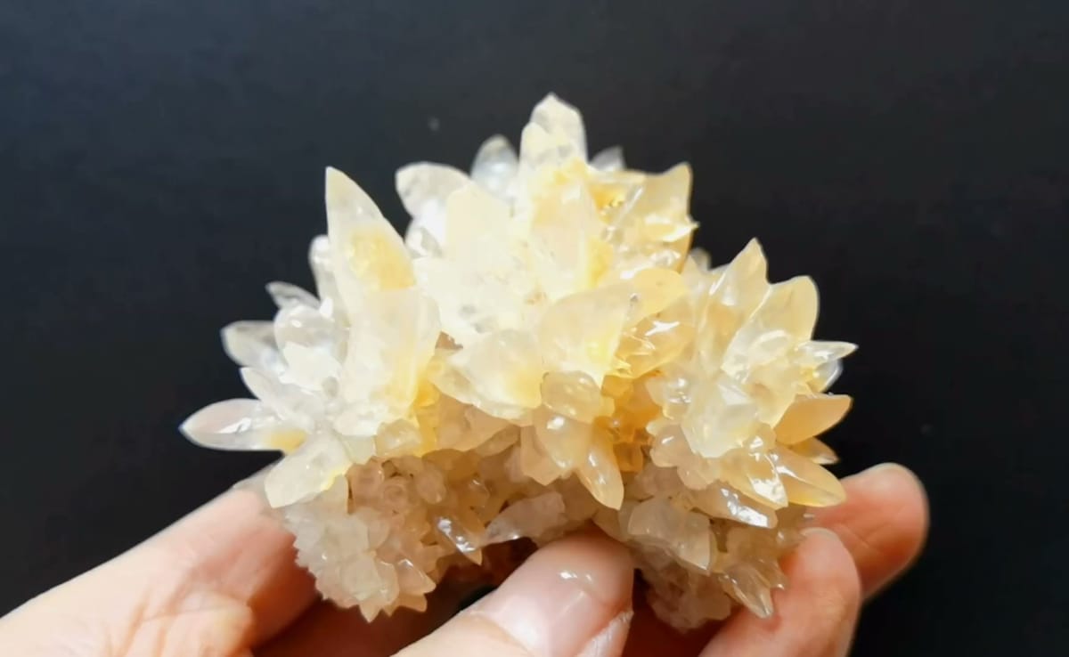 Complete front view of Yellow Recrystallized Mineral Flower from Yunnan