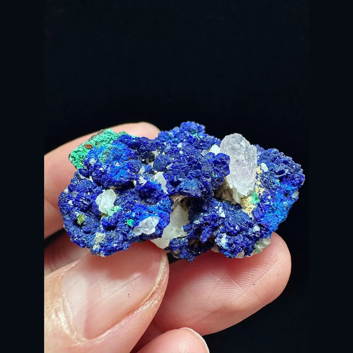 Azurite with quartz and malachite from Morocco — complete view