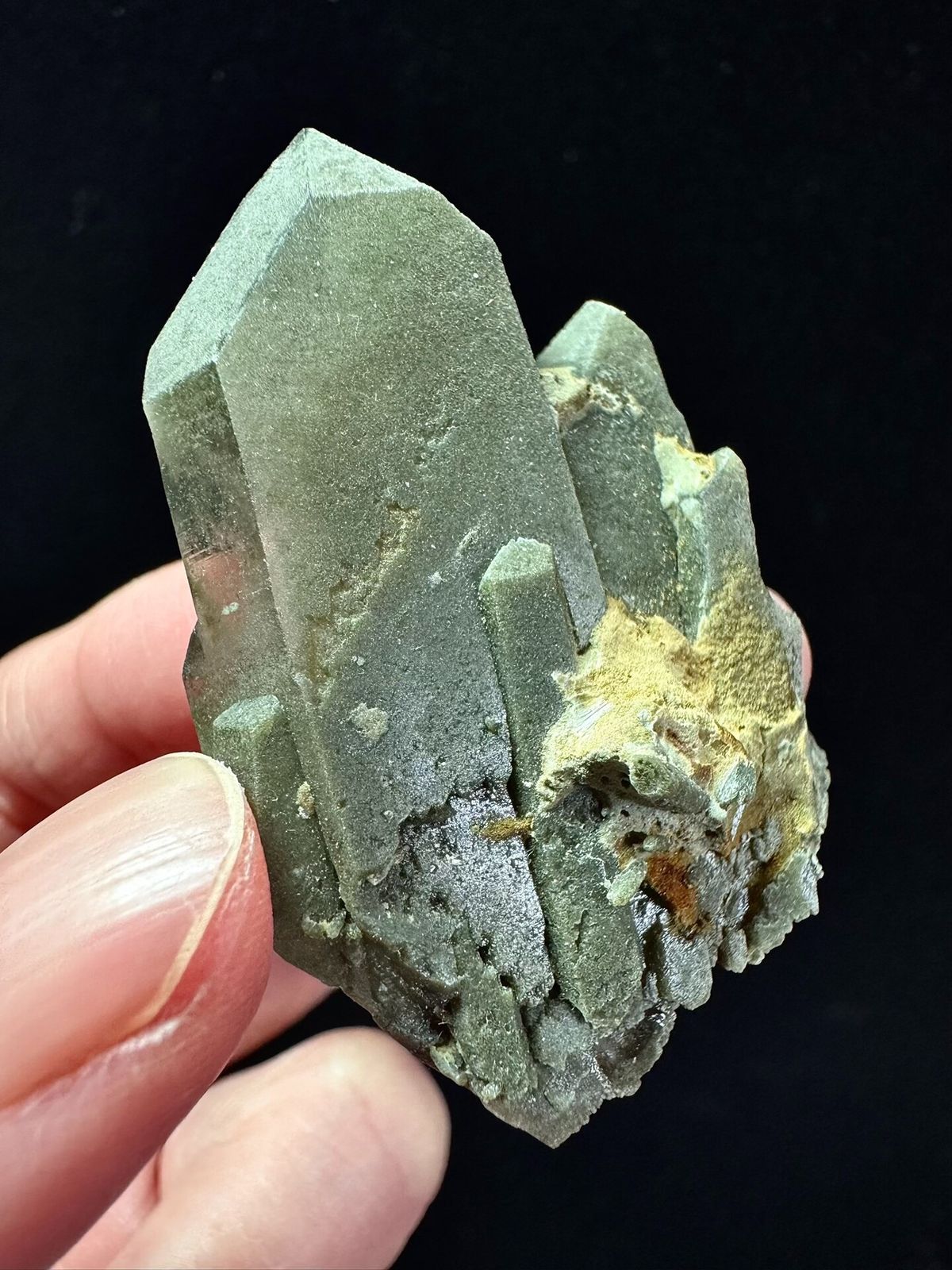 Floating Double-Terminated Green Phantom Quartz — Pakistan — individual mineral specimen view 1