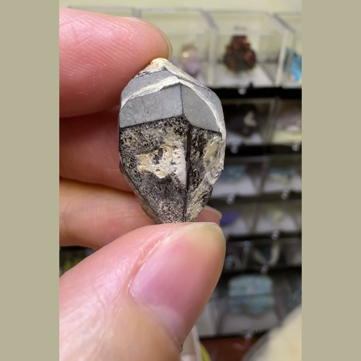 Silver-Grey Double-Terminated Quartz Mozambique 2.5 cm — complete view