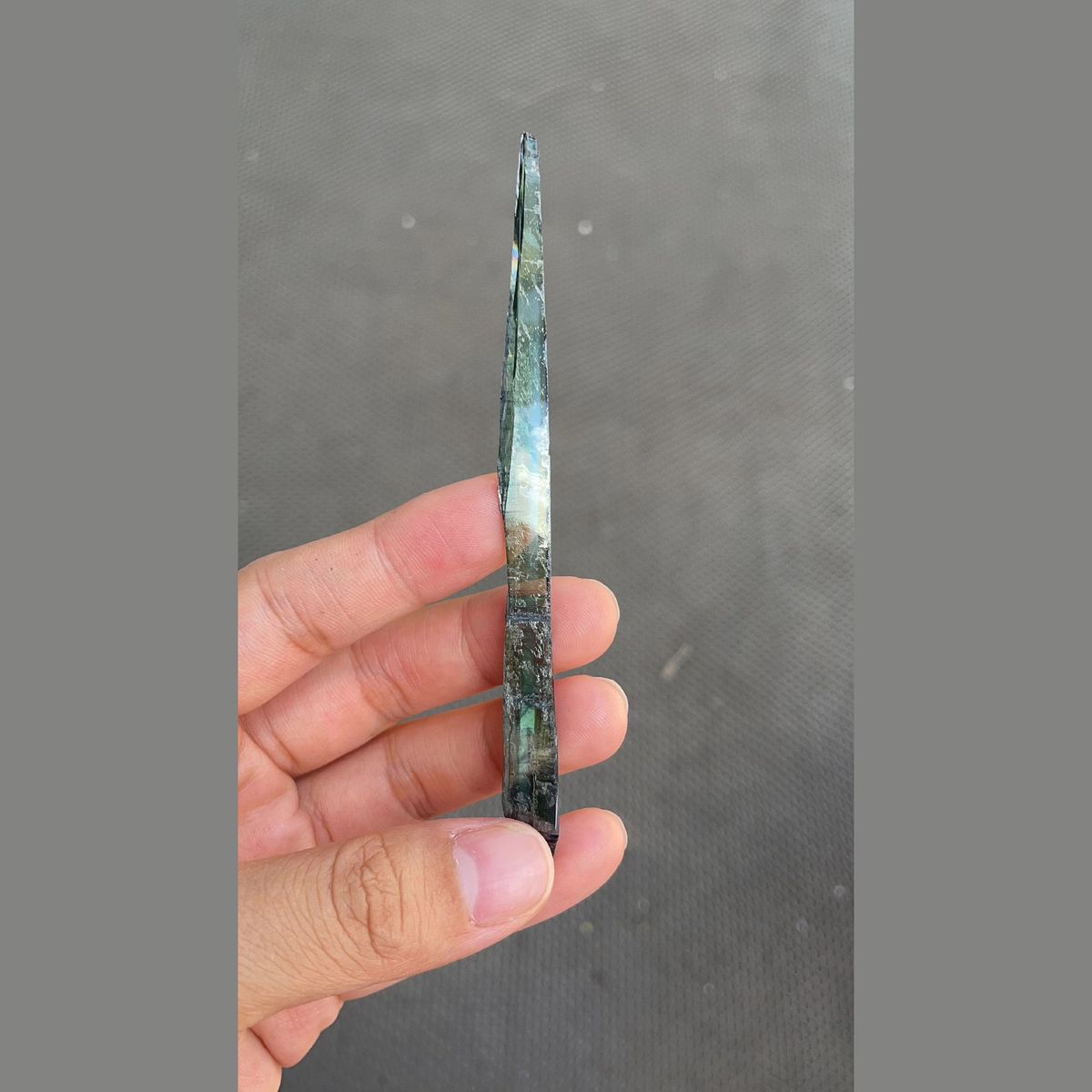 Blue-green vivianite crystal from Brazil, natural mineral specimen, photo 1 of 6