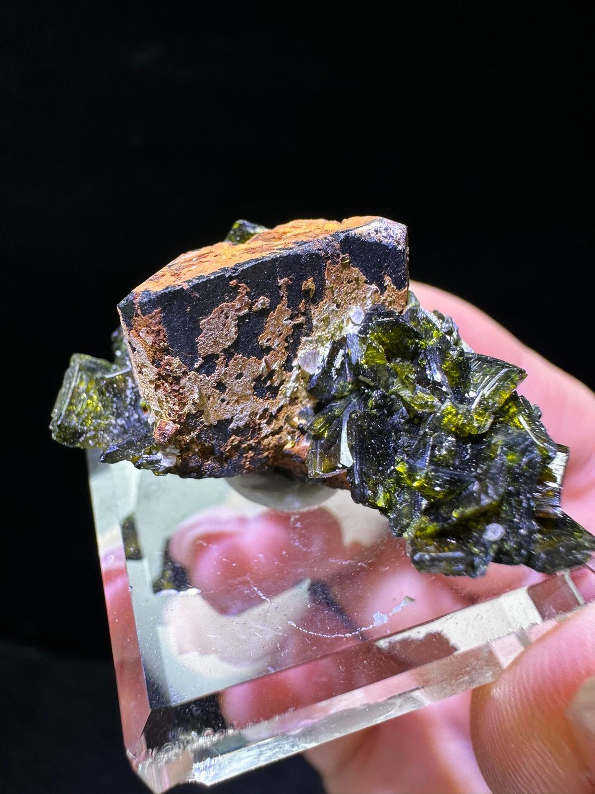 Epidote from Meigu, Sichuan, China, individual mineral specimen view 1