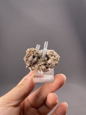 Blue aquamarine crystal from Erongo Mountains, Namibia, columnar prismatic form