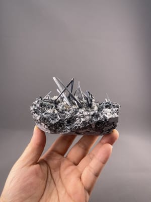 Grey Acicular Stibnite Specimen from Lengshuijiang, Hunan, China