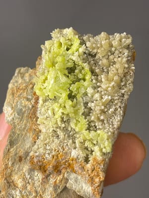 Front view of green pyromorphite crystal matrix from Guangxi